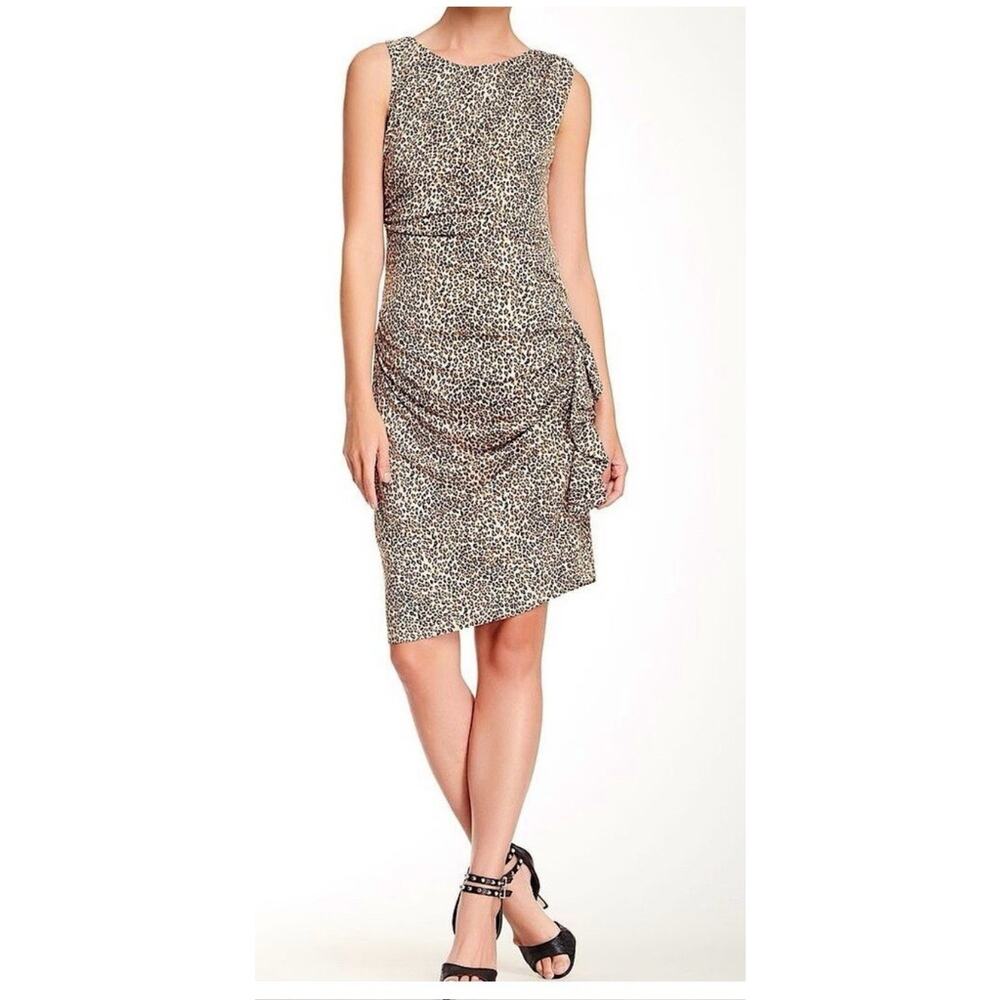 Betsy Johnson Leopard Print Sleeveless Ruched Dress Women’s 10 Y2K 2010s Party